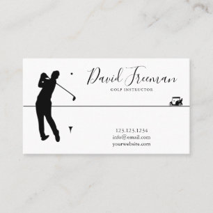 Carte De Visite Instructeur de golf blanc Silhouette simple