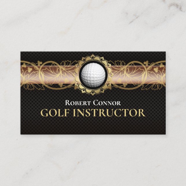 Carte De Visite Instructeur de golf Golfer Club Luxe foncé (Devant)
