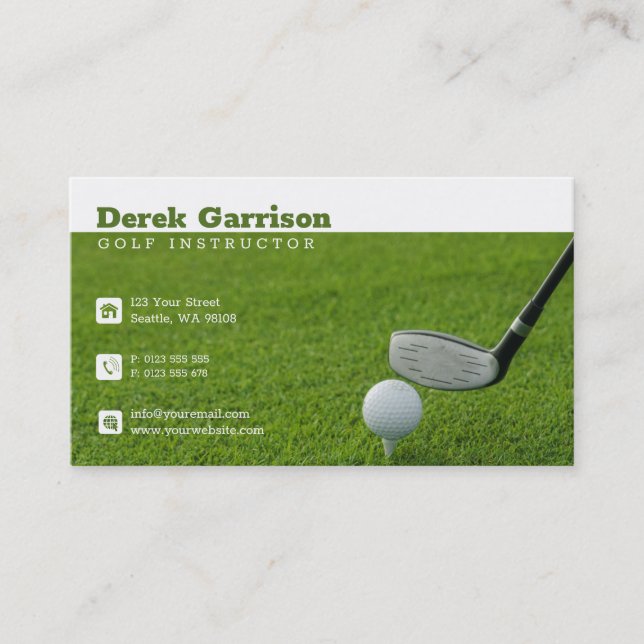 Carte De Visite Instructeur de golf Green Grass | Meilleurs sports (Devant)