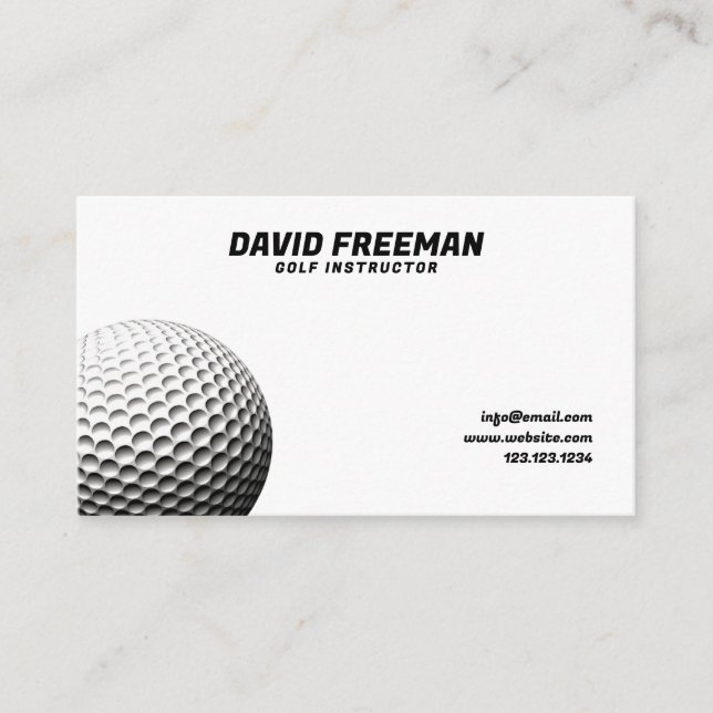 Carte De Visite Instructeur de golf moderne de balle blanche et no (Devant)