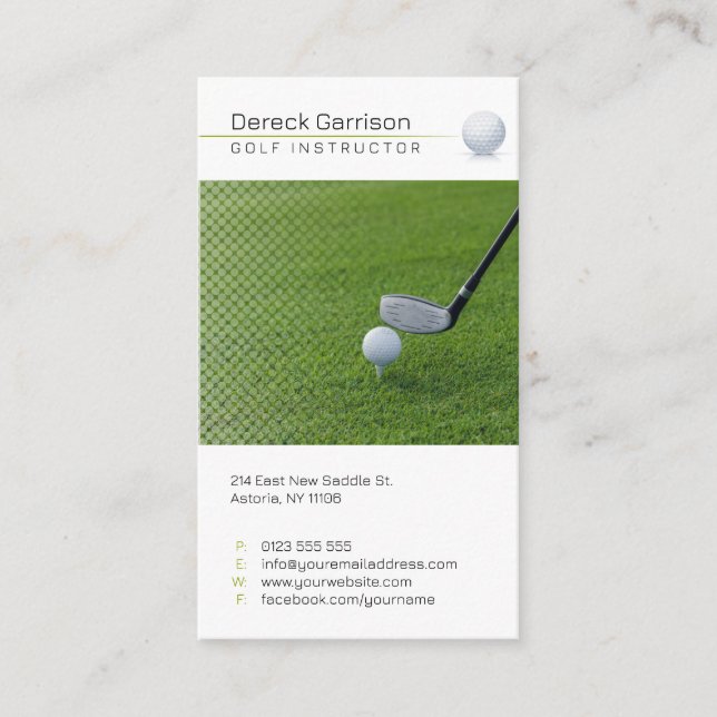 Carte De Visite Instructeur de golf | Professeur professionnel (Devant)
