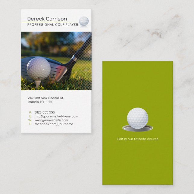 Carte De Visite Instructeur de golf | Professeur professionnel (Devant / Derrière)