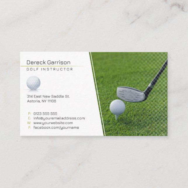 Carte De Visite Instructeur de golf | Professeur professionnel (Devant)