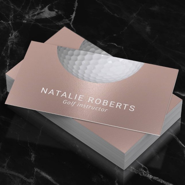Carte De Visite Instructeur de golf Rose Gold Sport professionnel (Créateur téléchargé)