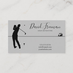 Carte De Visite Instructeur de golf Silhouette Grey simple à voilu
