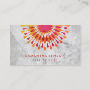 Carte De Visite Instructeur de marbre blanc élégant de yoga de