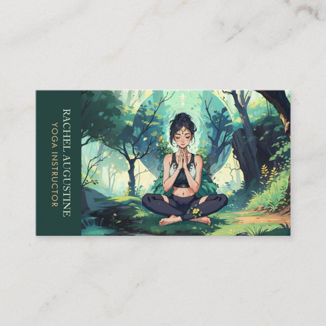 Carte De Visite Instructeur de méditation de Yoga Fitness Forêt Na (Devant)