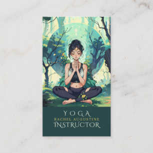 Carte De Visite Instructeur de méditation de Yoga Fitness Forêt Na