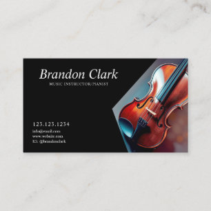 Carte De Visite Instructeur de musique de fond violon poli