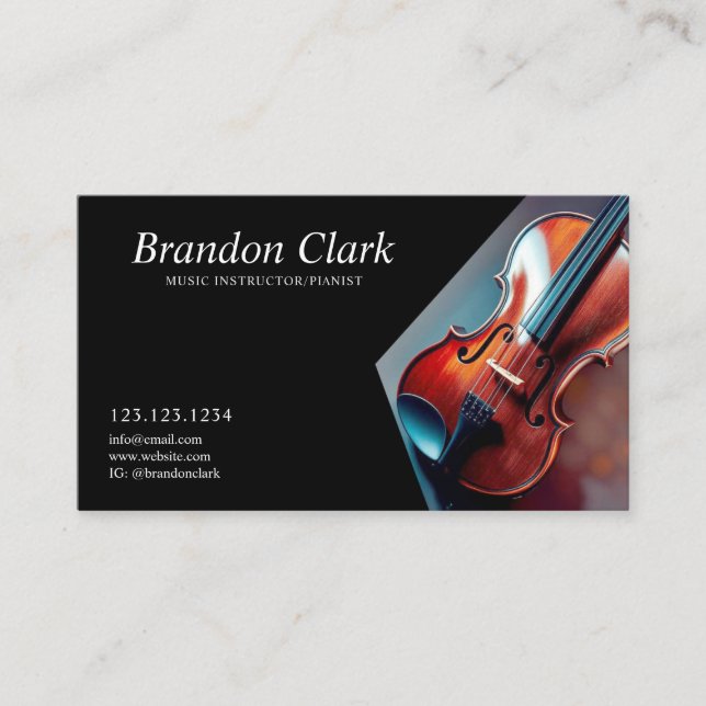 Carte De Visite Instructeur de musique de fond violon poli (Devant)