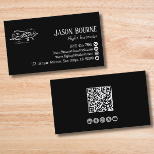 Carte De Visite Instructeur de vol d'aviation de code QR professio