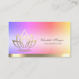 Carte De Visite Instructeur de Yoga à bande de fleurs d'or Lotus