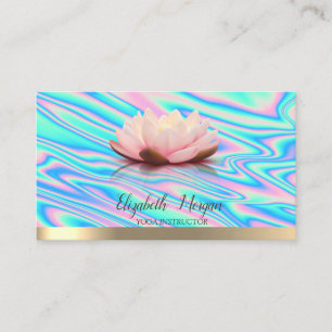 Carte De Visite Instructeur de Yoga à fleurs d'or Lotus Holographi