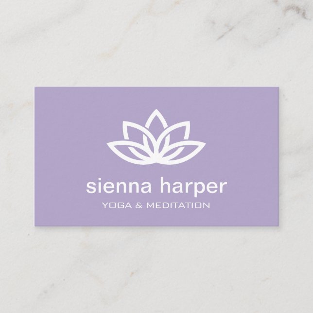 Carte De Visite Instructeur de Yoga à fleurs Lotus Purple (Devant)