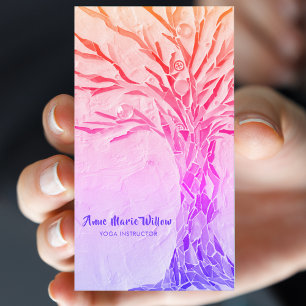 Carte De Visite Instructeur de Yoga Arc-en-ciel rose