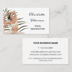 Carte De Visite Instructeur de Yoga blanc simple 