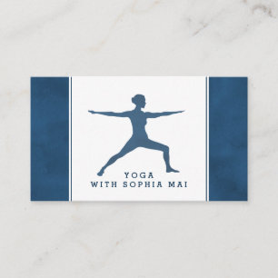 Carte De Visite Instructeur de Yoga Bleu de la Marine moderne tend