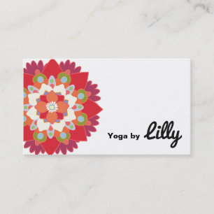 Carte De Visite Instructeur de Yoga couleur rouge lotus