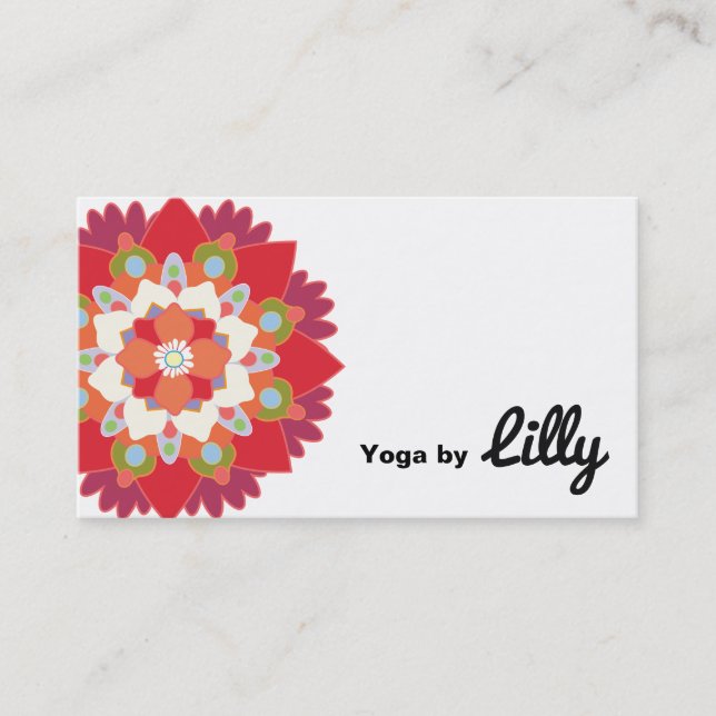 Carte De Visite Instructeur de Yoga couleur rouge lotus (Devant)