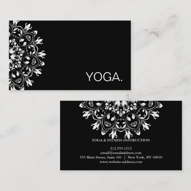 CARTE DE VISITE INSTRUCTEUR DE YOGA CUSTOMISÉ PAR LOGO DE MANDALA (Devant / Derrière)