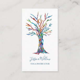 Carte De Visite Instructeur de yoga d'arbre élégant