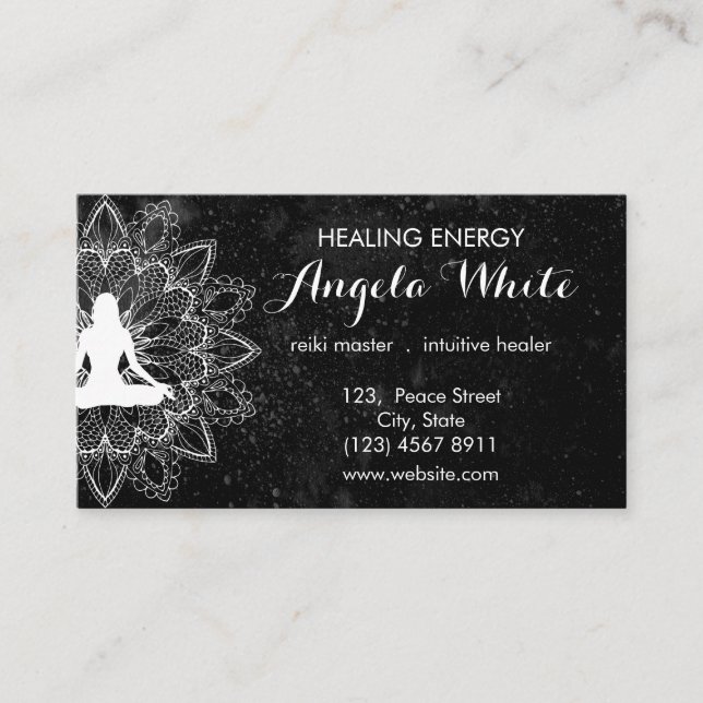 Carte De Visite Instructeur de Yoga de guérisseur principal Reiki  (Devant)