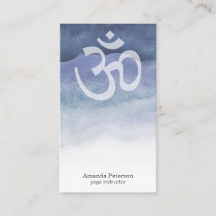 Carte De Visite Instructeur de Yoga de l'Om Aquarelle bleue Ombre