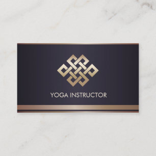 Carte De Visite Instructeur de Yoga de noeud d'éternité de l'or no