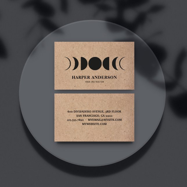 Carte De Visite Instructeur de Yoga de Pleine lune moderne profess (Créateur téléchargé)