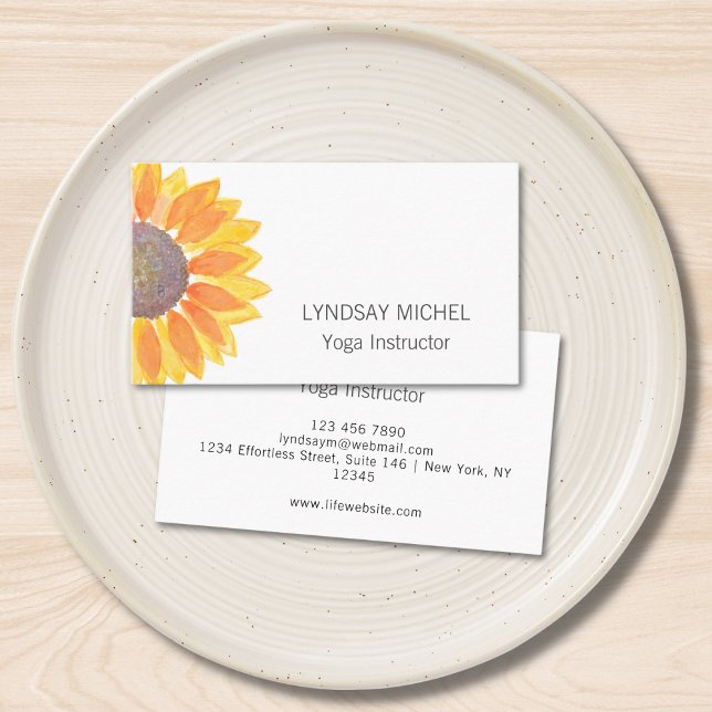 Carte De Visite Instructeur de Yoga de tournesol moderne (Créateur téléchargé)
