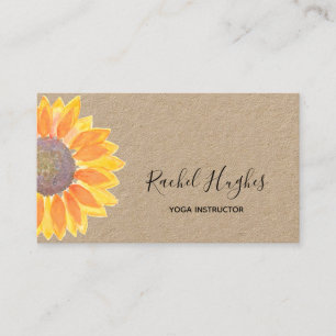 Carte De Visite Instructeur de Yoga de tournesol moderne papier Kr