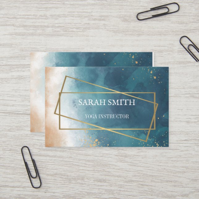 Carte De Visite Instructeur de Yoga d'or simple et élégant (Devant/Arrière en situation)
