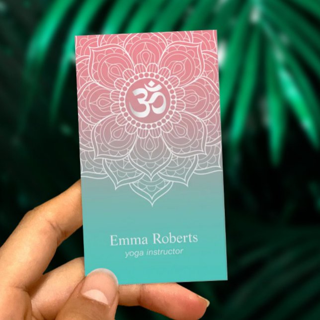 Carte De Visite Instructeur de yoga Elegant Lotus Mandala Namaste (Créateur téléchargé)