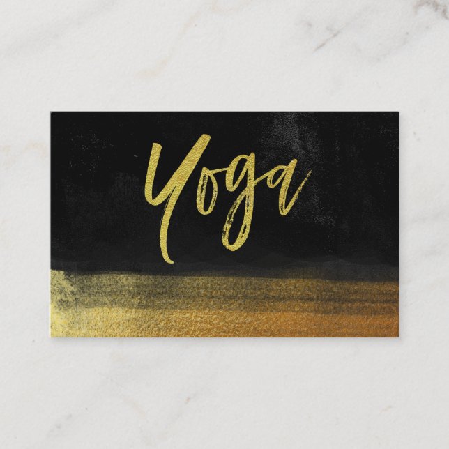 Carte De Visite *~* Instructeur de yoga Enseignant Black Gold Mode (Devant)