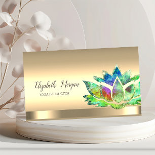 Carte De Visite Instructeur de Yoga Fleur de Lotus Vert Chic