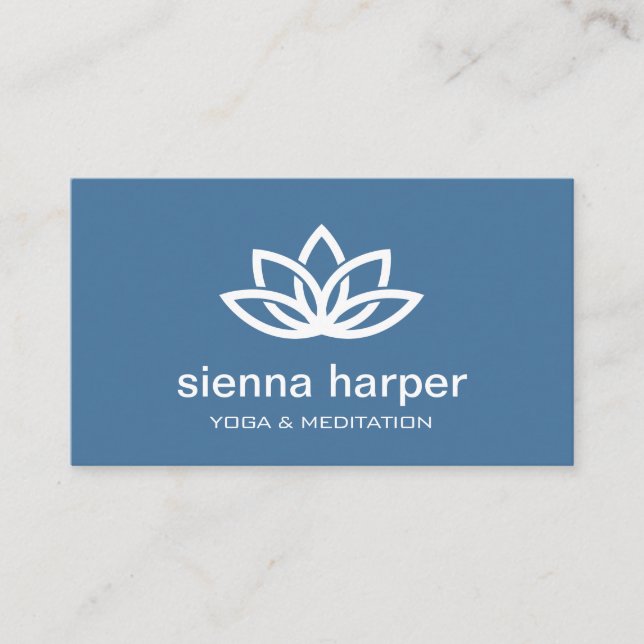 Carte De Visite Instructeur de Yoga Fleur Lotus Marine Blue (Devant)