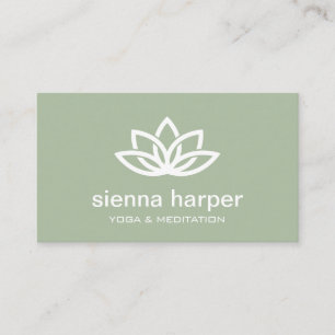 Carte De Visite Instructeur de Yoga Fleur Lotus Sage Green