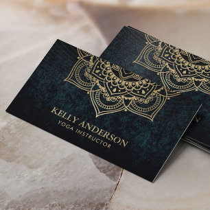 Carte De Visite Instructeur de Yoga Gold Lotus Mandala Dark