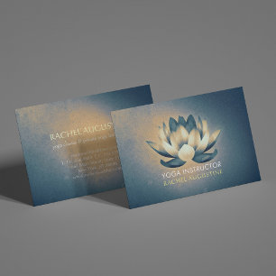 Carte De Visite Instructeur de Yoga Lotus et Grunge Bleu Chic