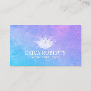 Carte De Visite Instructeur de yoga Lotus Fleur Elégant Aquarelle