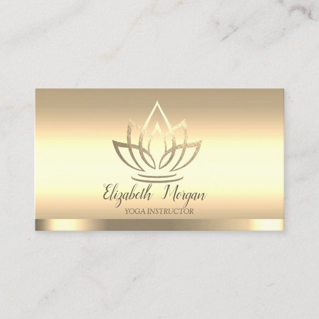 Carte De Visite Instructeur de Yoga Lotus Fleur Or Chic (Devant)