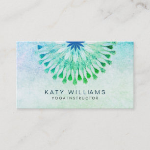 Carte De Visite Instructeur de yoga - Lotus Flower Aquarelle Turqu