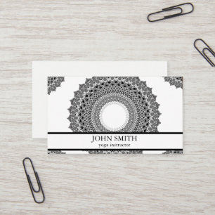 Carte de visite instructeur de yoga mandala blanc
