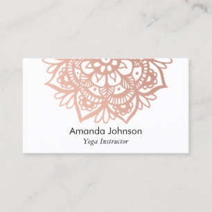 Carte De Visite Instructeur de Yoga Mandala Gold Rose moderne