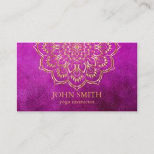 Carte De Visite Instructeur de Yoga Mandala Lotus Pink & Gold