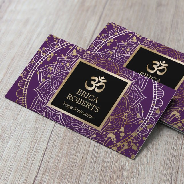 Carte De Visite Instructeur de Yoga Mandala Modern Gold & Purple (Créateur téléchargé)