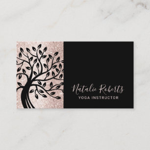 Carte De Visite Instructeur de yoga Moderne Blush Rose Black Life