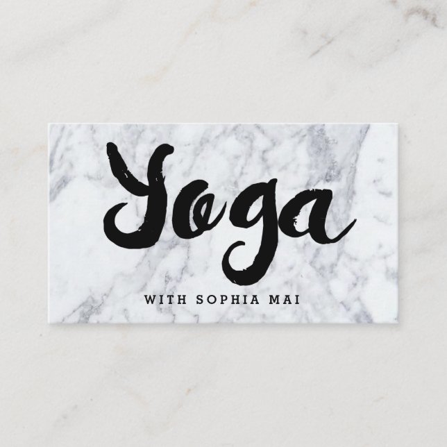 Carte De Visite Instructeur de Yoga moderne et tendance en marbre (Devant)