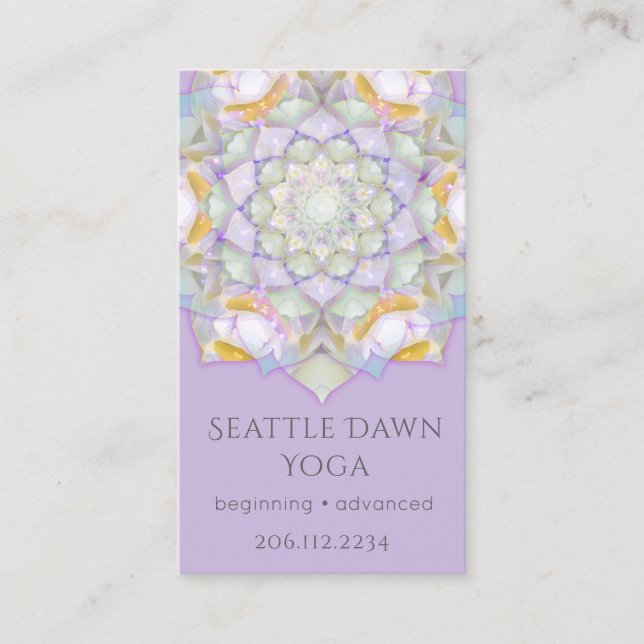 Carte De Visite Instructeur de Yoga moderne Lotus Mandala blanc (Devant)