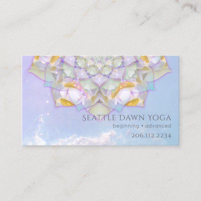 Carte De Visite Instructeur de Yoga moderne Lotus Mandala blanc (Devant)